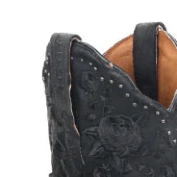 Dan Post Bed Of Roses Leather Boots DP4047-BLACK-FRINGE Size 6.5 LNC - Picture 4 of 11